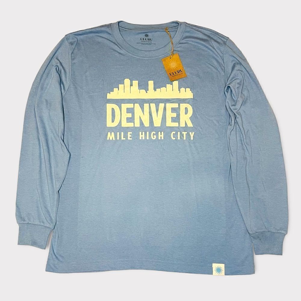 ULURU Men’s Blue Denver Mile High City Long Sleeve T-Shirt Size Medium